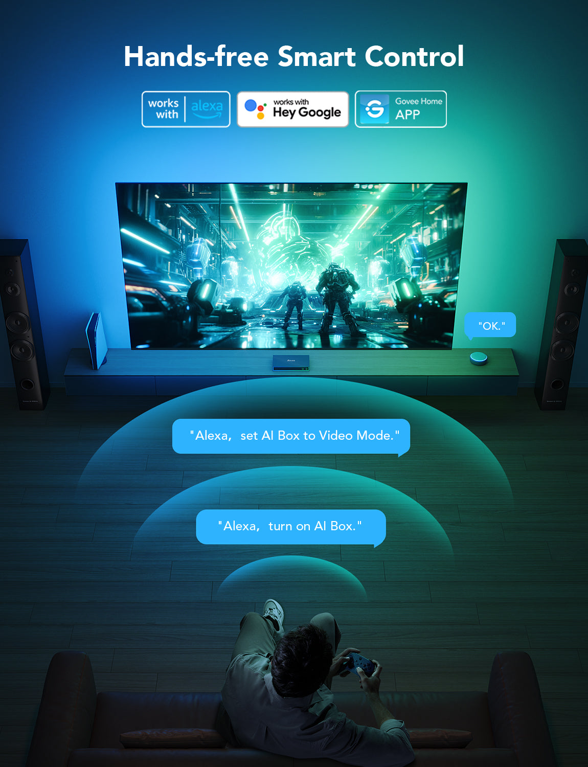Govee AI Gaming Sync Box & Strip Light Kit for TVs
