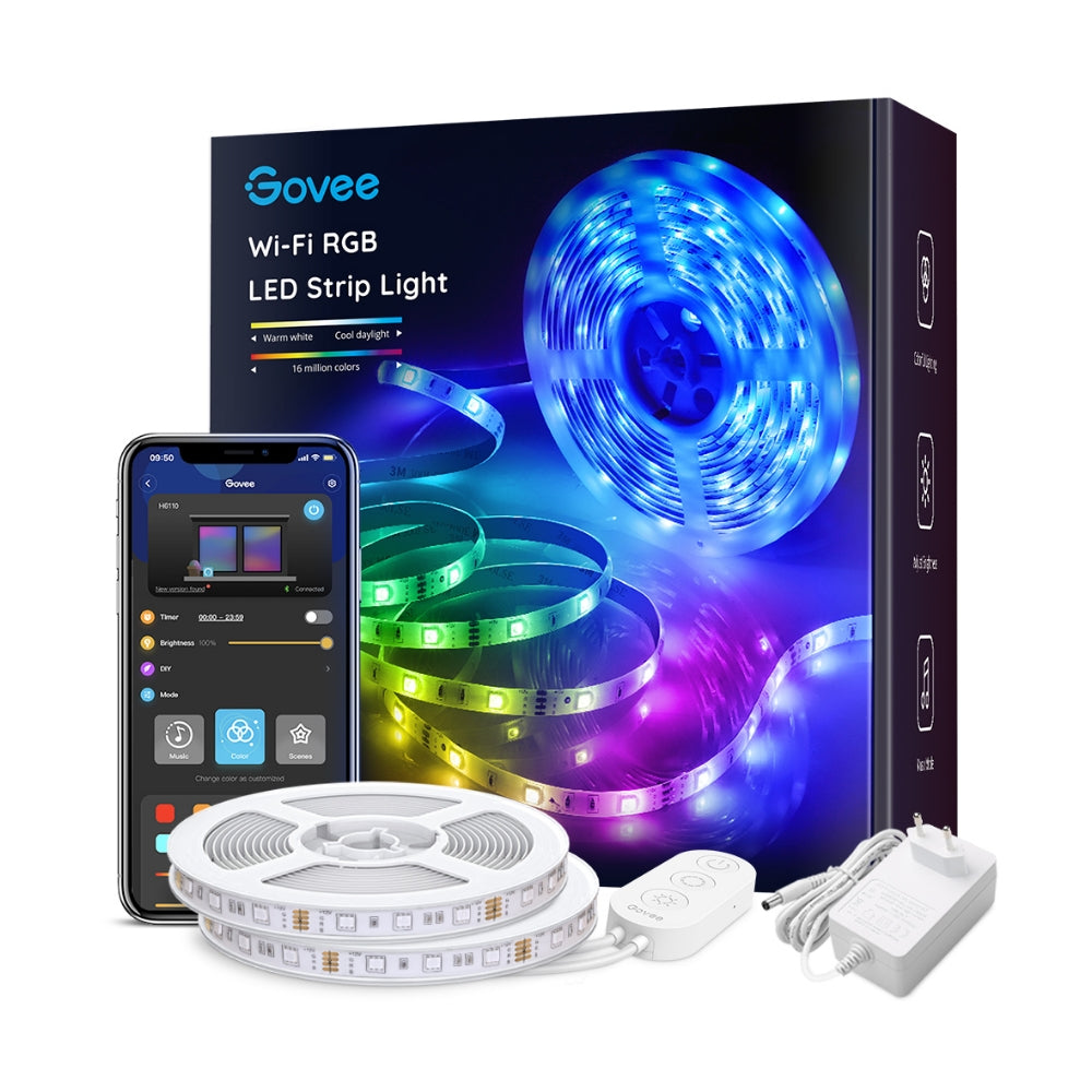 Govee RGB Smart Wi-Fi + Bluetooth LED Strip Lights(10m)