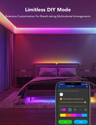 Govee RGBIC Basic LED Strip Lights with Bluetooth & APP Control (1*10m)